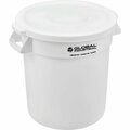 Global Industrial Plastic Trash Can with Lid, 10 Gallon White 240456WHCL